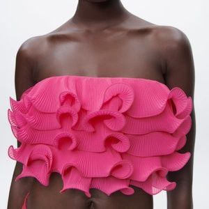 Zara RUFFLED CROP TOP